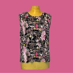 💐Vintage Floral Pleated Sleeveless Blouse💐